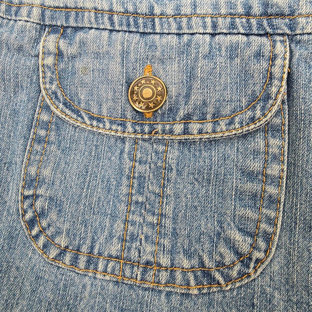 Y2K Denim Mini Skirt Womens Small Zip Front Cargo Pockets 90s Blue Jean - Picture 8 of 11